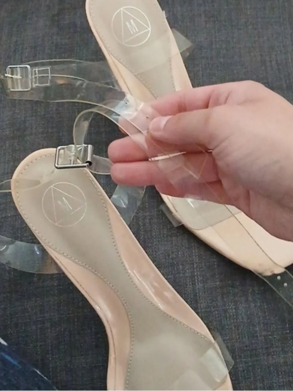 Missguided Clear Strap Nude Block Heel Sandals